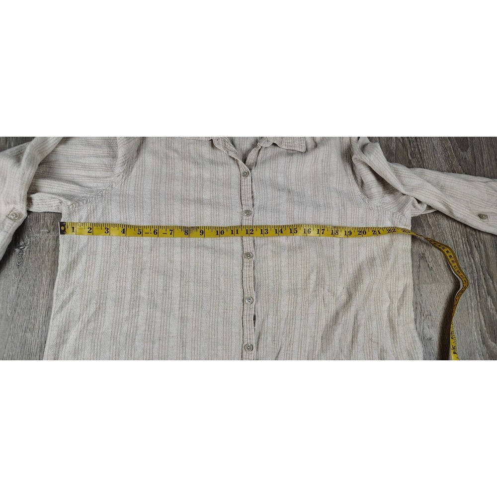 Orvis Women's XXL Shirt Button Front Top Linen Blend Beige Striped Long Sleeve - Picture 8 of 8